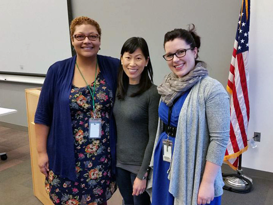 From left, Tami Lee, Sarah Park Dahlen, and Anna Haase Krueger at Storytime-Palooza