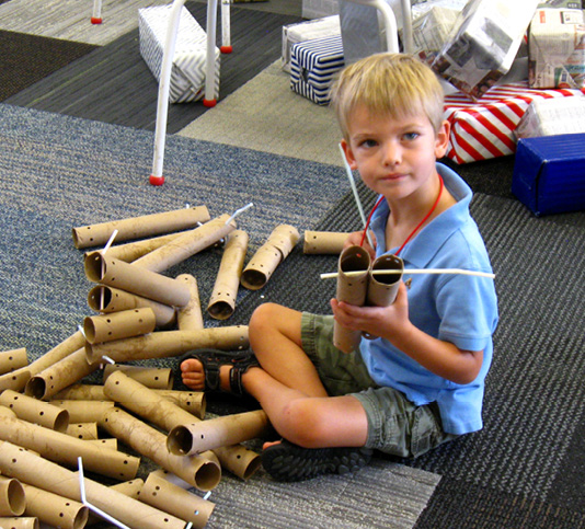 Building with paper tubes and straws