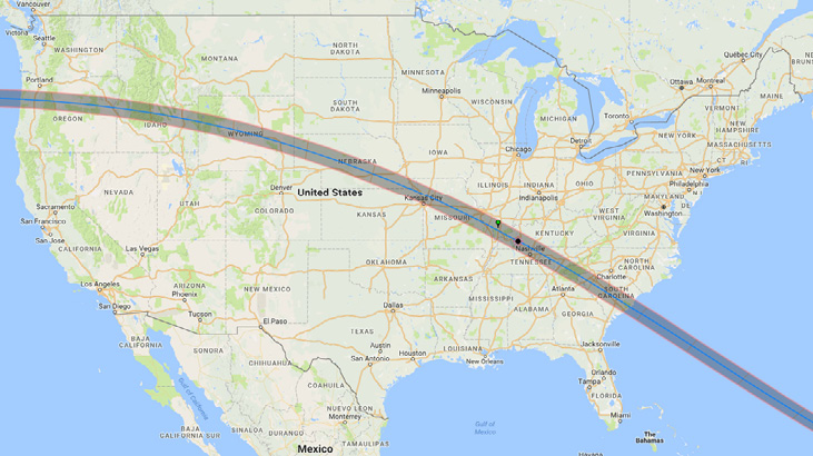 The best viewing arc for the eclipse