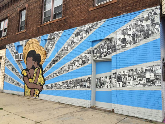 “Who We Are,” a mural designed by youth and adult artists in Juxtaposition Arts’ Public Art Studio. Located at 1100 West Broadway Ave. in Minneapolis, Minnesota.