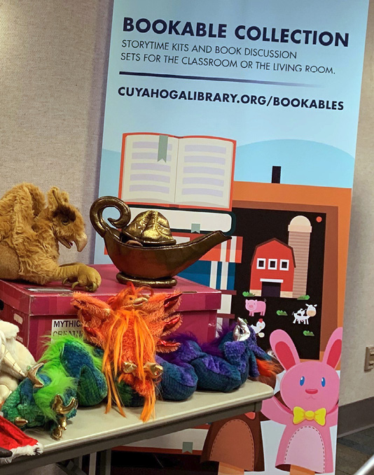 Display of CCPL’s circulating puppets, toys, and kits.