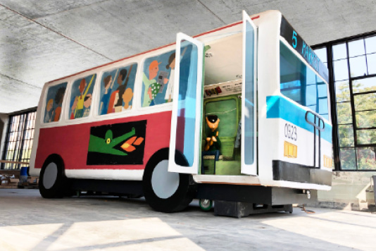 One of the first immersive exhibits The Rabbit hOle team built was a mobile experience based on <em>Last Stop on Market Street</em> by Matt de la Peña and Christian Robinson. Before COVID-19, The Rabbit hOle was planning to tour the bus to schools and libraries.