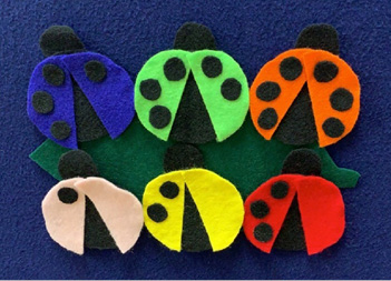 Felt flannel board activities featured ladybugs, houses, and leaves.