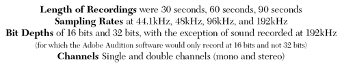 Figure 4. Experiment Variables Used to Test the Accuracy of the Audio Formula