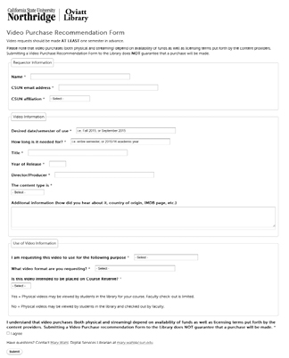 Online Video Request Form