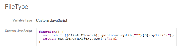 FileType user-defined variable, Google Tag Manager, Colorado State University