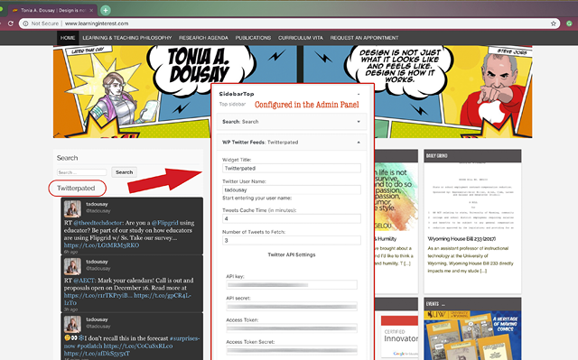 Example Twitter widget in WordPress