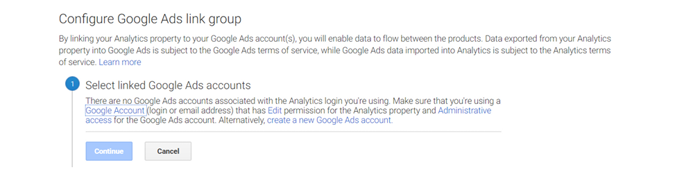 Figure 2.8. Configuring Google Ads link group