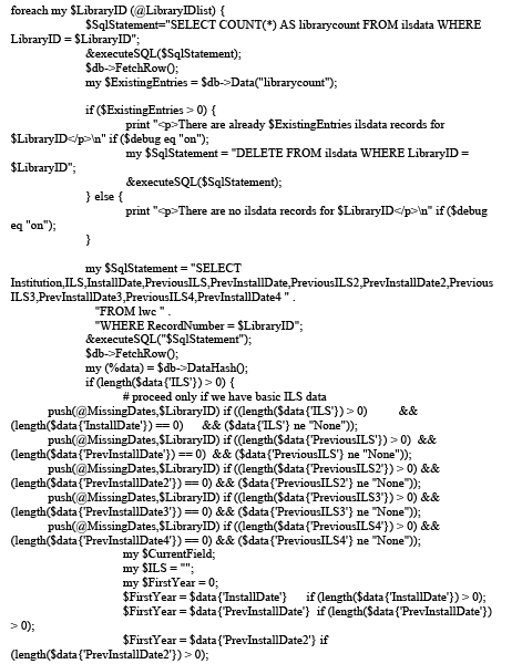 Segment for Perl script, which transforms system sequences to annual implementations