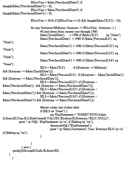 Segment for Perl script, which transforms system sequences to annual implementations