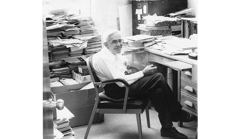 Professor Tombaugh working in his NMSU office