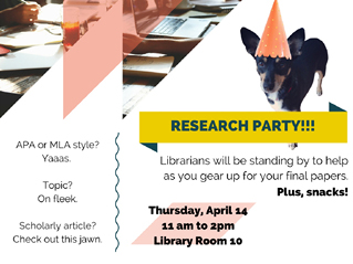 Design for the flyer and digital sign for the first Research Party