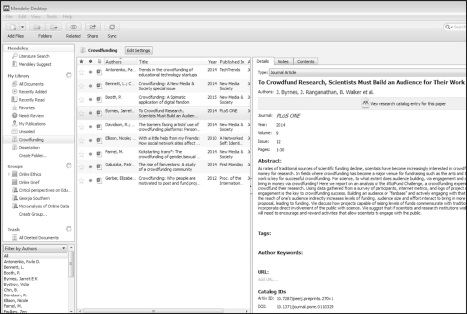 The Mendeley desktop interface