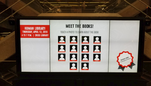 Figure 10. Interactive Human Library display on the video wall.